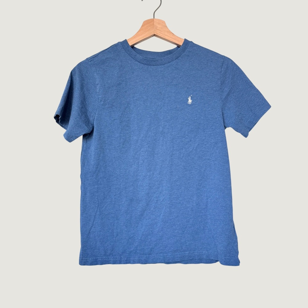 Polo Ralph Lauren Boys Blue Heather Short Sleeve Pony Logo T-Shirt Size M 10-12